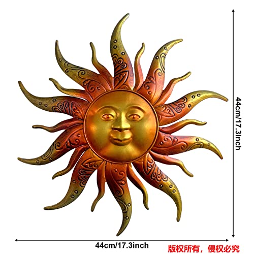 Daogtc Metal Sun Wall Art Decor-17.3 inches Rustic Retro Metal Sun Hanging Decoration for Indoor Outdoor,Gift for Mom Dad Friends(Gold) - Image 4