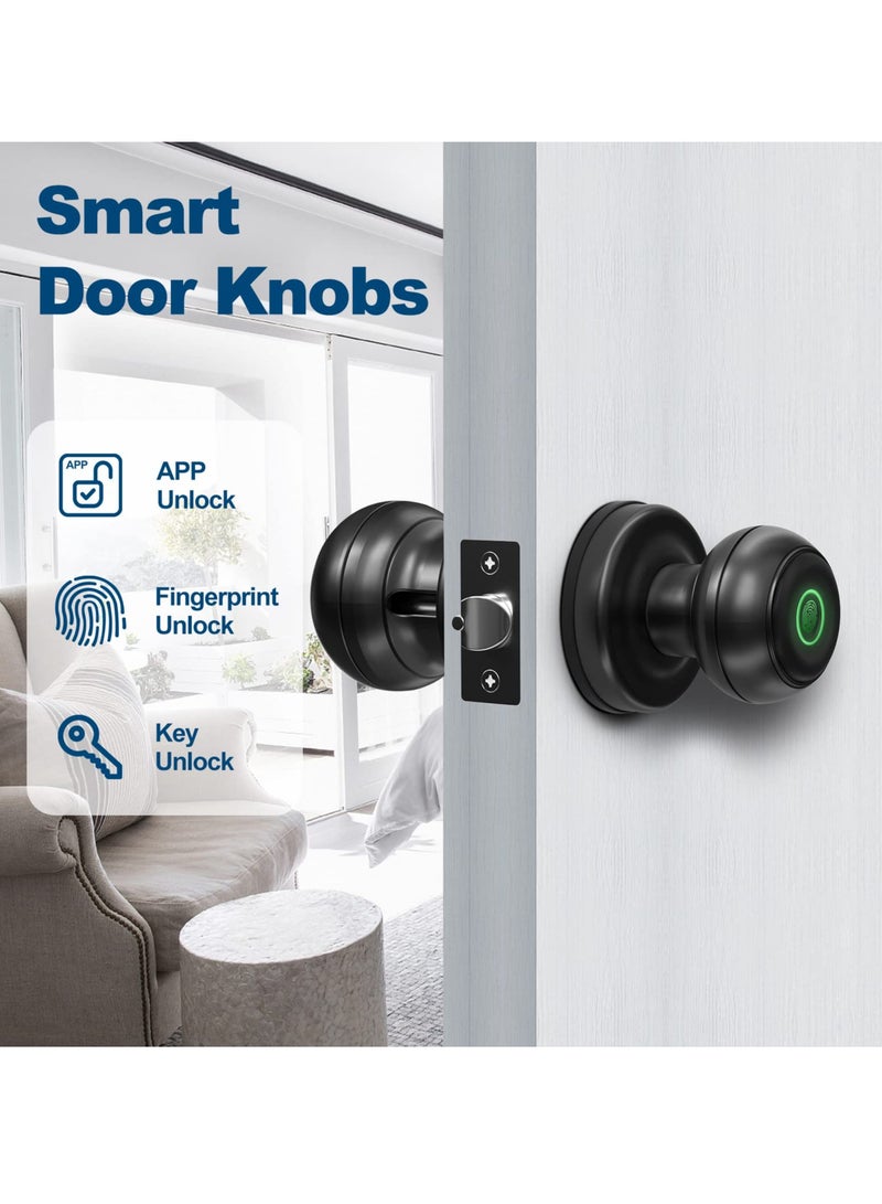 Zikra Smart Fingerprint Door knob, Smart Lock Biometric Door Lock Fingerprint Door knob with App Control, Great for Bedrooms,Cloakroom,Apartments Offices,Hotels and Other Private Spaces, Black - Image 3