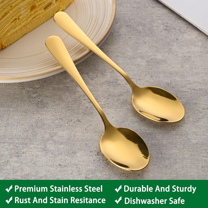 Dehov 5.5 Inch Coffee Spoons 8 Pieces Stainless Steel Gold Tea & Coffee Spoon Mirror Polishing Metal Small Espresso Spoons Dishwasher Safe Teaspoon Golden Mini Demitasse Spoon - Image 3