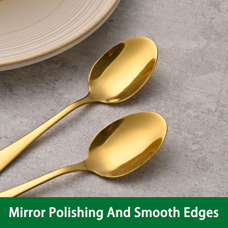 Dehov 5.5 Inch Coffee Spoons 8 Pieces Stainless Steel Gold Tea & Coffee Spoon Mirror Polishing Metal Small Espresso Spoons Dishwasher Safe Teaspoon Golden Mini Demitasse Spoon - Image 4