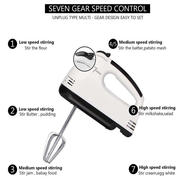 Avenn Avenn Hand Blender Hand Mixer 2021 Edition Electric Powerful 260 Watt Super Pure Copper Motor Variable 7 High Speed Control Includes MixerBeater Dough Hooks Cake Making and Whipping Cream - Image 5
