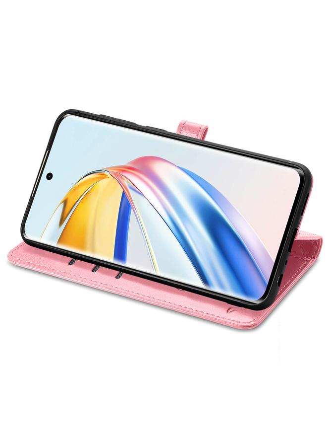 اس-توب جراب هاتف Honor X9b من الجلد المنقوش بنقشة قطة وكلب - Image 4