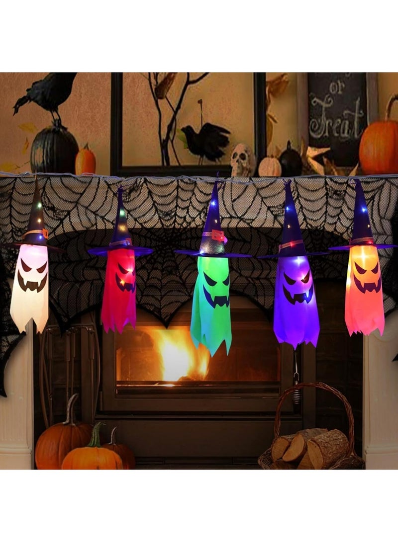 Halloween Hanging Ghost, 5PCS Windsocks Light Hanging Decorations Windsock Flag Pumpkin Wind Socks with LED Lights for Front Door Halloween Ghost Decors Outdoor Decor for Home Garden Party Supplies - Image 5