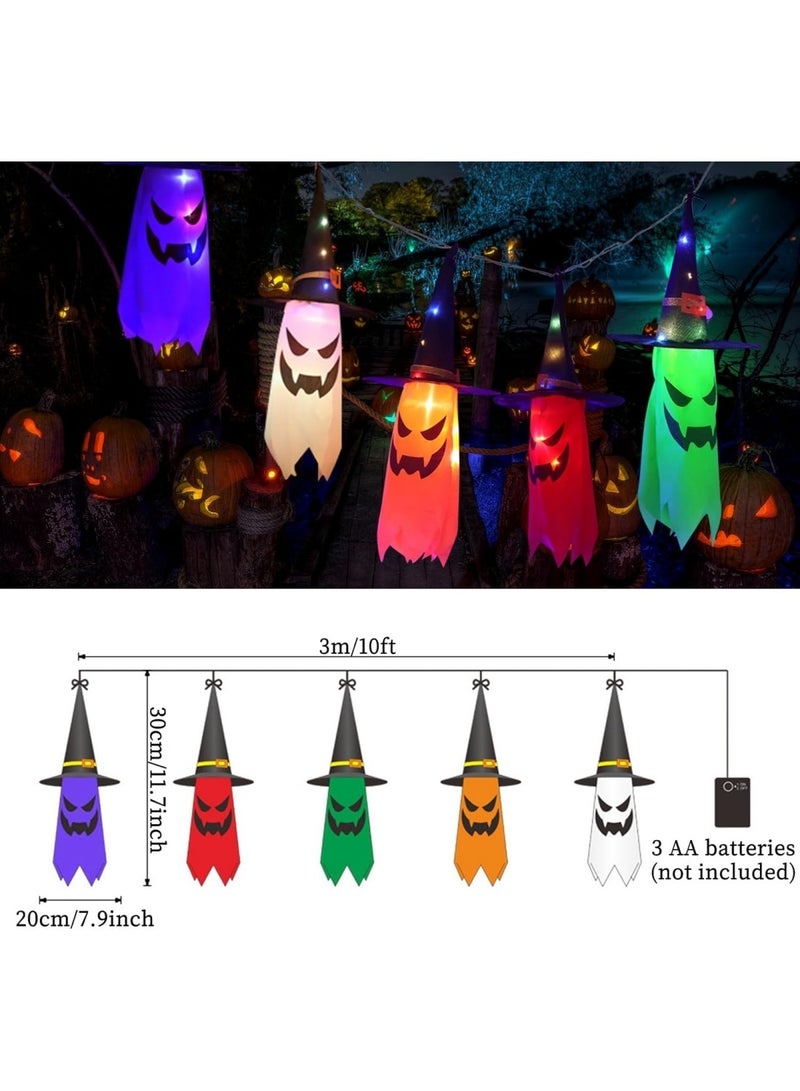 Halloween Hanging Ghost, 5PCS Windsocks Light Hanging Decorations Windsock Flag Pumpkin Wind Socks with LED Lights for Front Door Halloween Ghost Decors Outdoor Decor for Home Garden Party Supplies - Image 3