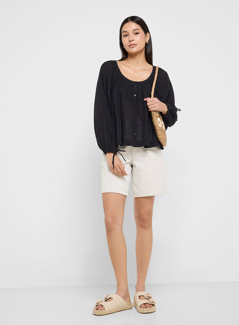 American Eagle AE Tie Sleeve Button-Up Top  - Image 4