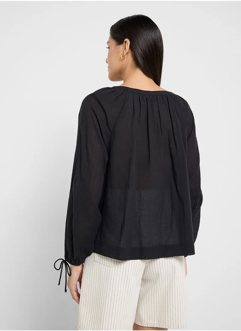 American Eagle AE Tie Sleeve Button-Up Top