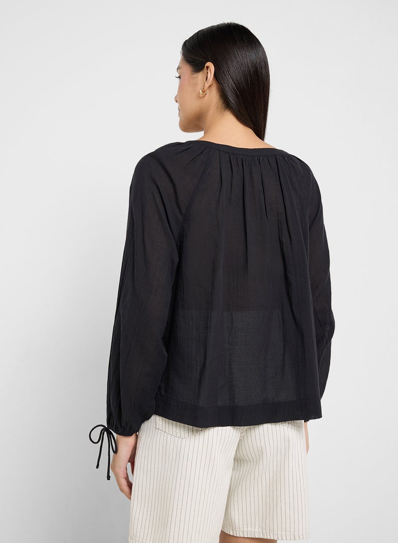 American Eagle AE Tie Sleeve Button-Up Top  - Image 2