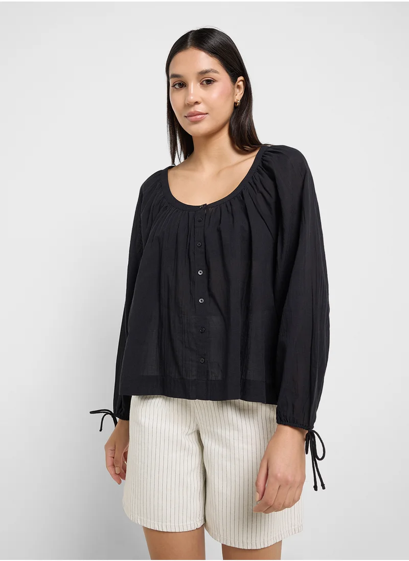 American Eagle AE Tie Sleeve Button-Up Top