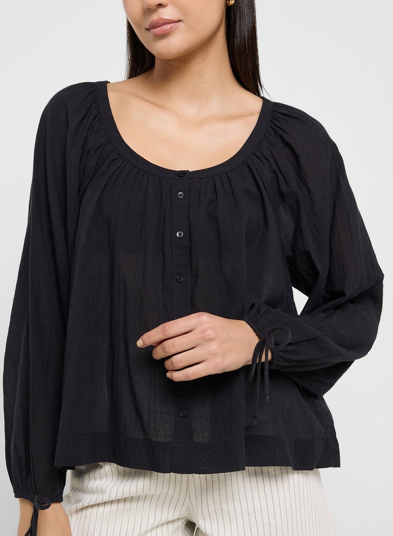 American Eagle AE Tie Sleeve Button-Up Top  - Image 3