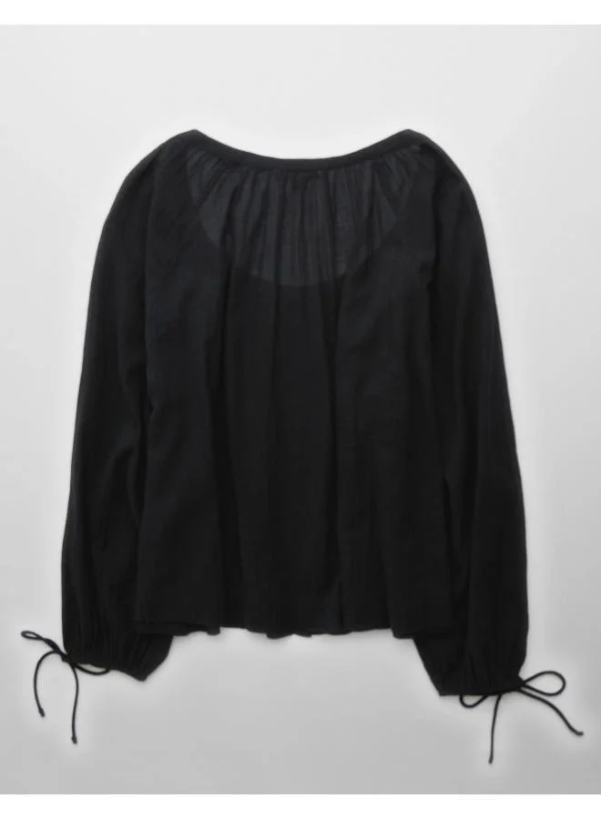 امريكان ايجل AE Tie Sleeve Button-Up Top