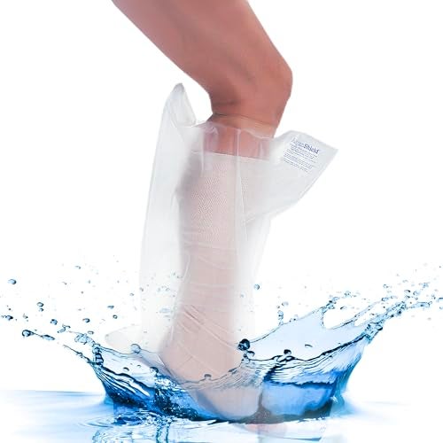 AquaShield Waterproof Adult Half Leg Cast & Bandage Protector - (L25) Safe for Pool, Bath, & Shower, Reusable, Non-slip sole, Skin-Friendly, Easy to Use - Watertight Seal for Showering - Made in USA - Image 1