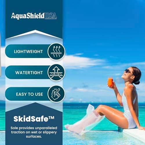 AquaShield Waterproof Adult Half Leg Cast & Bandage Protector - (L25) Safe for Pool, Bath, & Shower, Reusable, Non-slip sole, Skin-Friendly, Easy to Use - Watertight Seal for Showering - Made in USA - Image 4