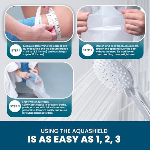 AquaShield Waterproof Adult Half Leg Cast & Bandage Protector - (L25) Safe for Pool, Bath, & Shower, Reusable, Non-slip sole, Skin-Friendly, Easy to Use - Watertight Seal for Showering - Made in USA - Image 5