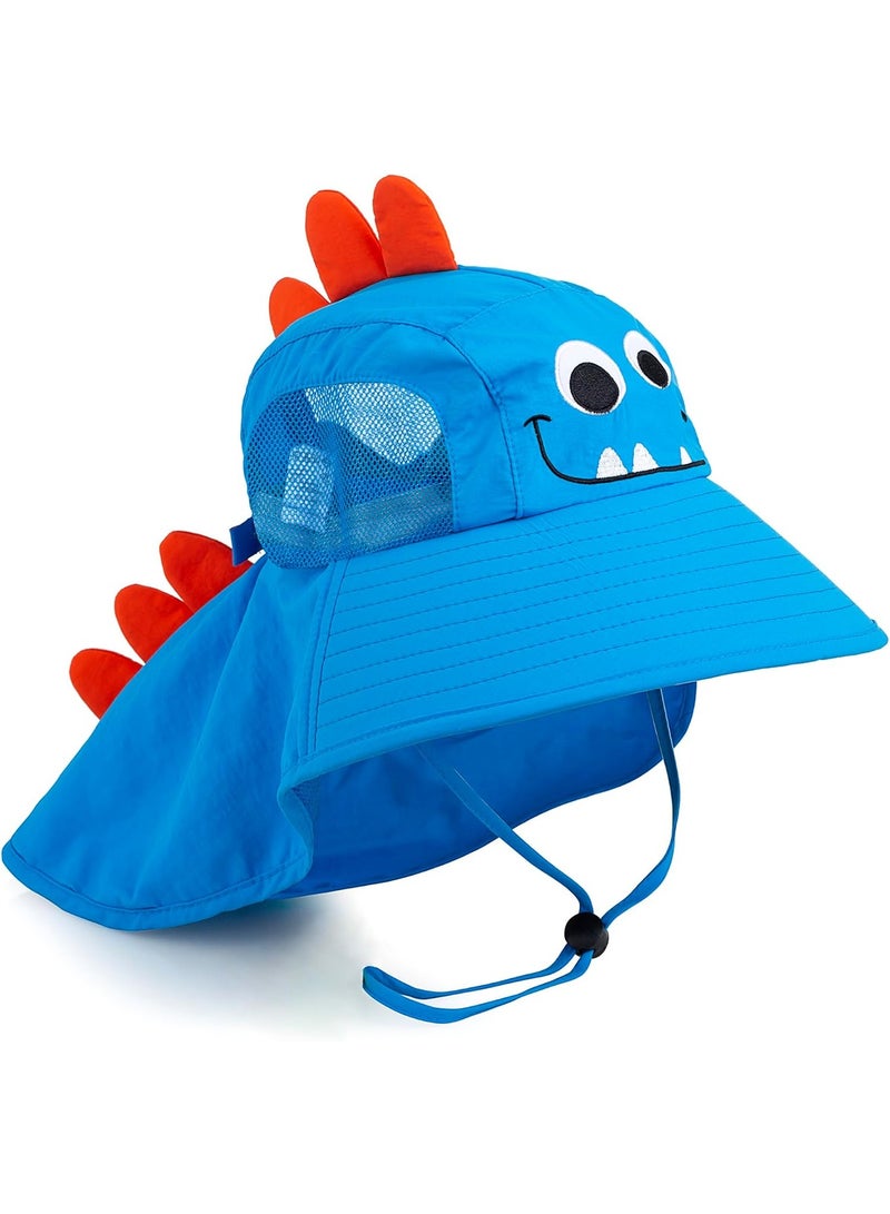 Kids Sun Hat UPF 50+ Boy Girl Protection Hat Wide Brim Beach Hats with Mesh and Adjustable Chin Strap - Image 1