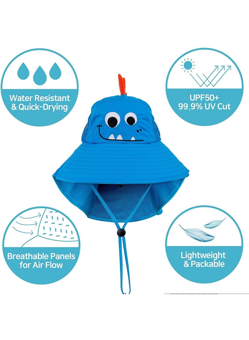 Kids Sun Hat UPF 50+ Boy Girl Protection Hat Wide Brim Beach Hats with Mesh and Adjustable Chin Strap - Image 3