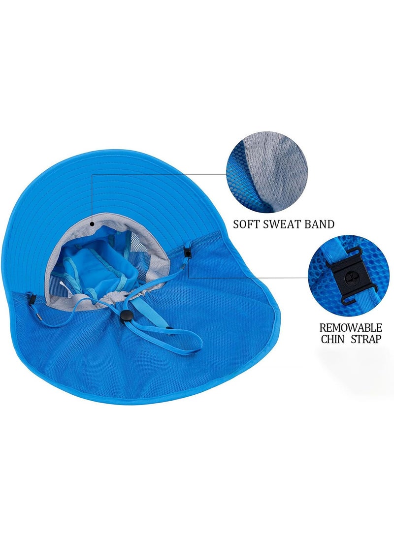 Kids Sun Hat UPF 50+ Boy Girl Protection Hat Wide Brim Beach Hats with Mesh and Adjustable Chin Strap - Image 2