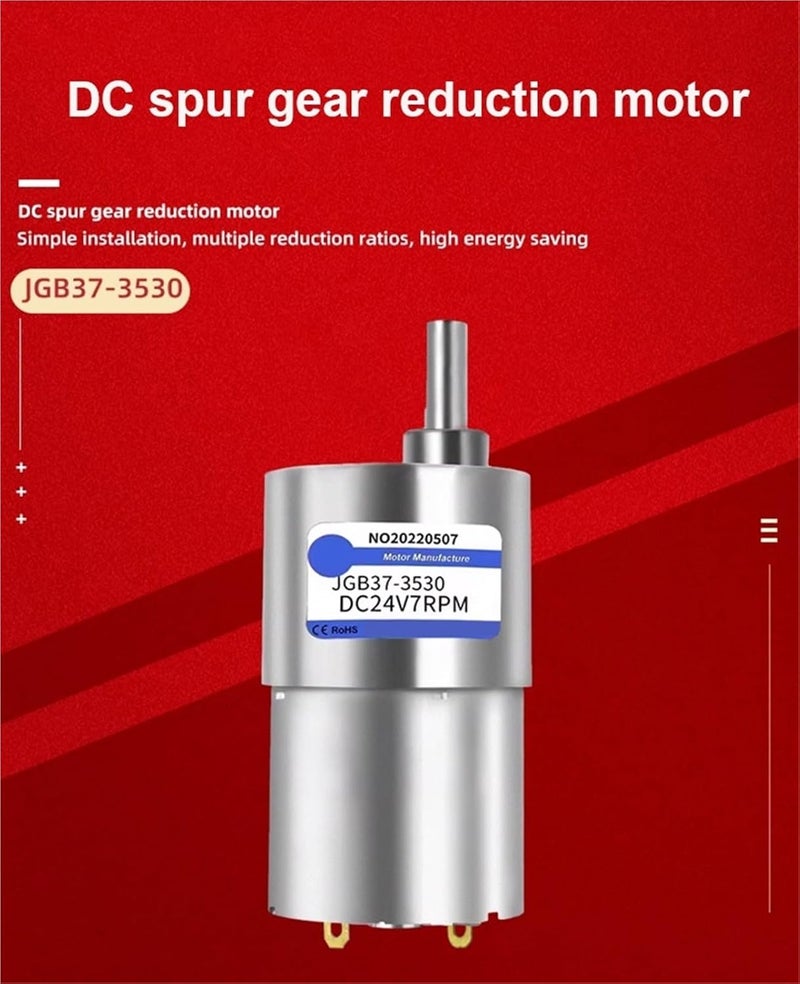 محرك تروس DC بقدرة 35 كجم، JGB37-3530، جهد 12/24 فولت، سرعة دوران تتراوح بين 7 و1600 دورة في الدقيقة، علبة مصنوعة بالكامل من المعدن، عمود متمركز ذو عزم دوران عالي، مزود بتروس (9 دورات في الدقيقة، جهد 24 فولت). - Image 4