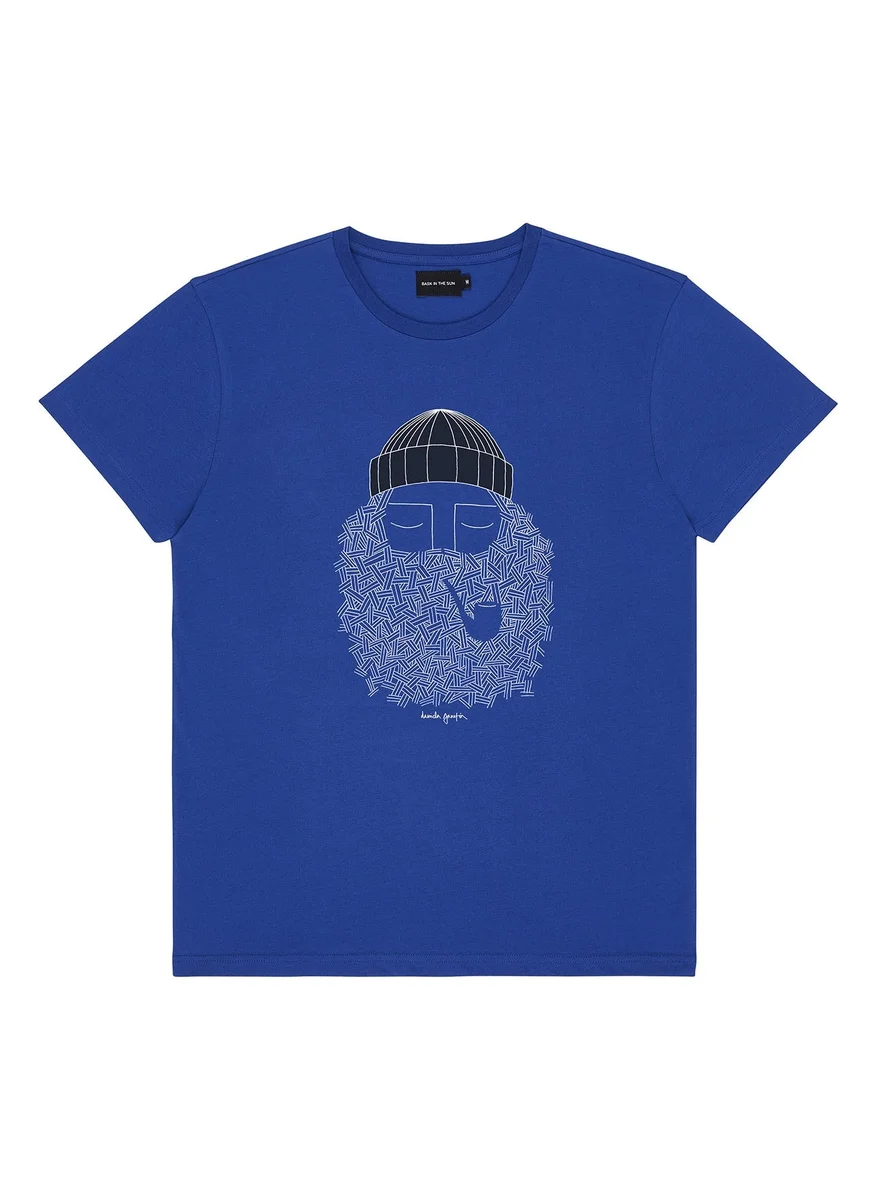 باسك إن ذا صن Fisherman Indigo T-Shirt 100% Organic Cotton