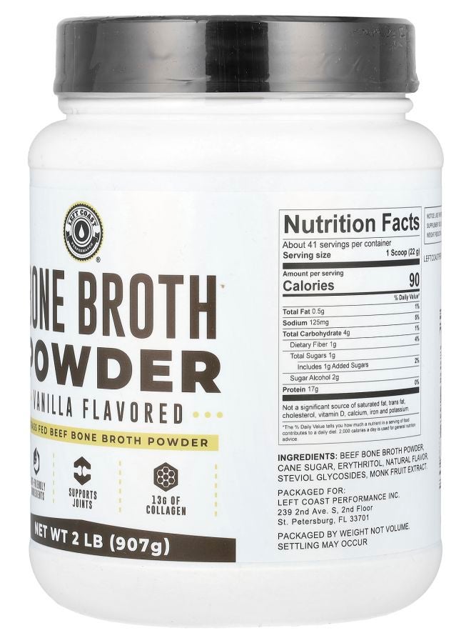 Left Coast Performance Bone Broth Powder Vanilla 2 lb (907 g) - Image 2