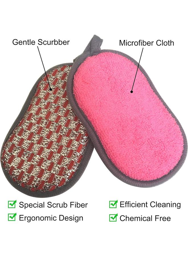 Multi-Purpose Scrub Sponges for Kitchen Scrub-it-Non-Scratch Double-Effect Microfiber -Effortless Cleaning of Dishes Pots Pans Pack of 6 (Red) - Image 5