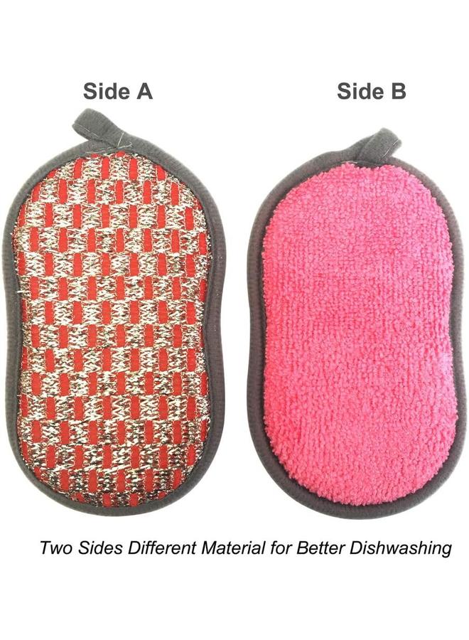Multi-Purpose Scrub Sponges for Kitchen Scrub-it-Non-Scratch Double-Effect Microfiber -Effortless Cleaning of Dishes Pots Pans Pack of 6 (Red) - Image 2