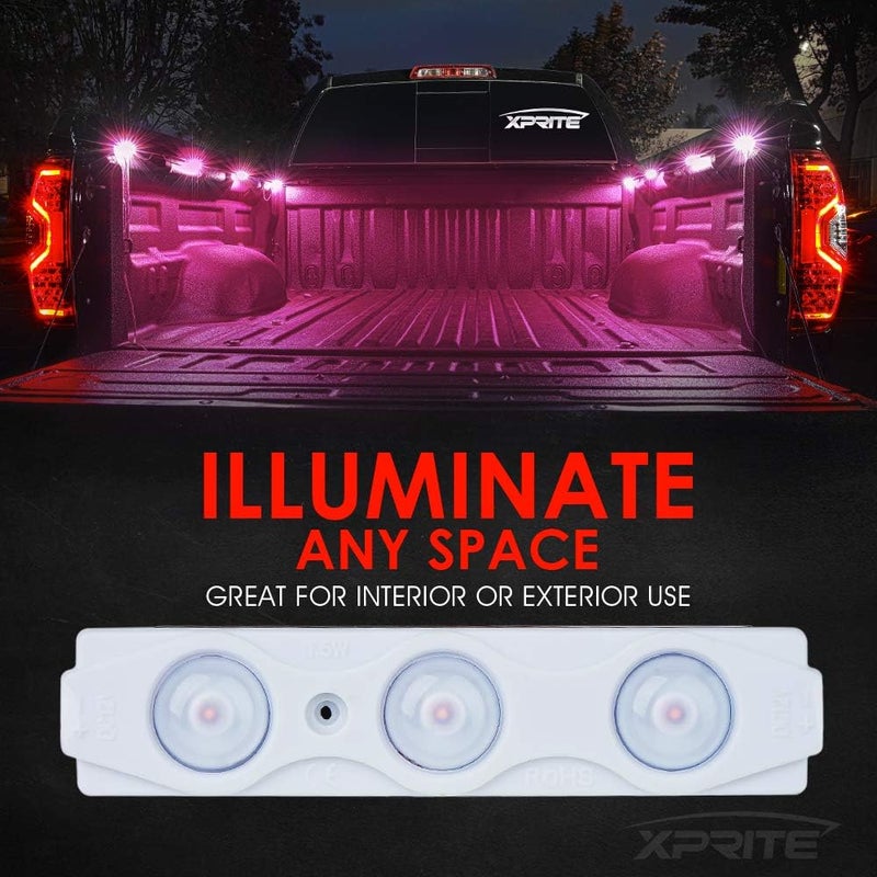 Xprite Pink LED Truck Bed Light Kits with On/Off Switch, for Pickup Exterior Interior Rock Neon Lights, Footwells, Running Boards, Cargo, Underglow, Tonneau Cover, Rail Lighting - 8 PCs - Image 3