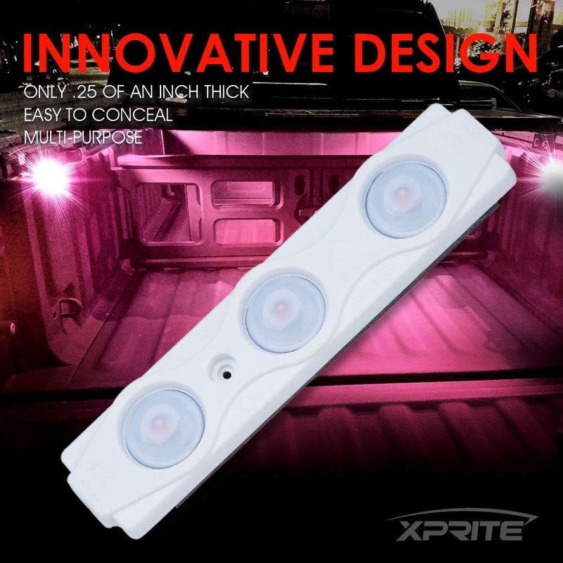 Xprite Pink LED Truck Bed Light Kits with On/Off Switch, for Pickup Exterior Interior Rock Neon Lights, Footwells, Running Boards, Cargo, Underglow, Tonneau Cover, Rail Lighting - 8 PCs - Image 2