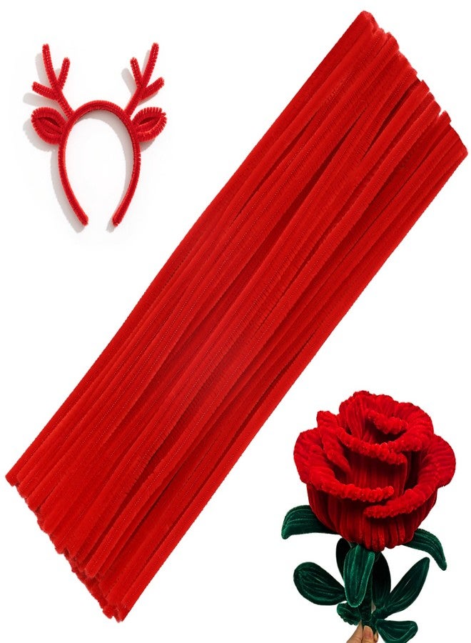 Veroave 60 PCS Red Pipe Cleaners,Pipe Cleaners Chenille Stem,Pipe Cleaners Bulk,Art Pipe Cleaners for Creative Home Decoration Supplies and Crafts Project - Image 1