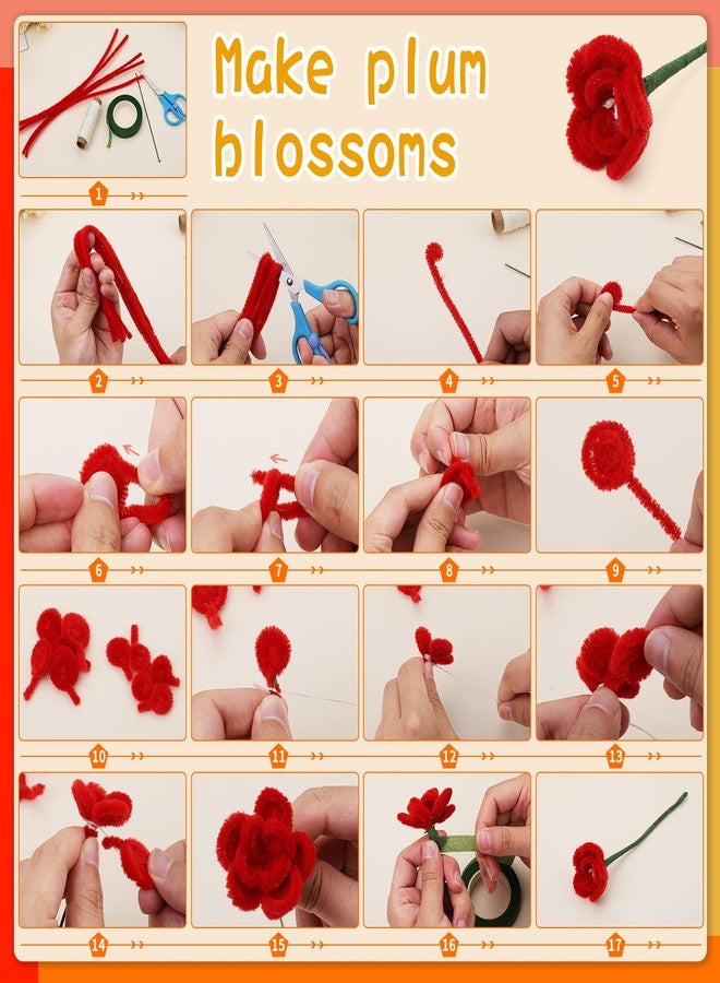 Veroave 60 PCS Red Pipe Cleaners,Pipe Cleaners Chenille Stem,Pipe Cleaners Bulk,Art Pipe Cleaners for Creative Home Decoration Supplies and Crafts Project - Image 5