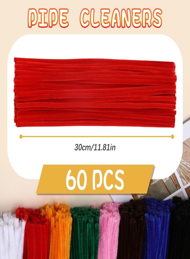 Veroave 60 PCS Red Pipe Cleaners,Pipe Cleaners Chenille Stem,Pipe Cleaners Bulk,Art Pipe Cleaners for Creative Home Decoration Supplies and Crafts Project - Image 2