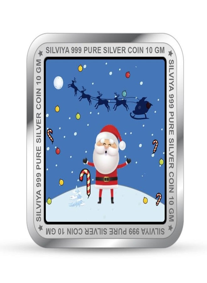 Silviya BIS Hallmarked Square Shape 999 Pure Silver Merry Christmas Coin (10 Gram) | Festive Gift | Home Decor | Spread Holiday Cheer | Ideal Keepsake | With Authenticity Certificate - Image 3