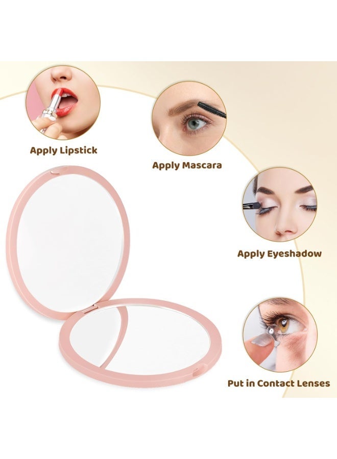 Small, Magnifying Makeup Mirror for Girls, 1X/3X Magnifying Pocket Mirror, Double-Sided, Portable, Mini, Foldable, Gifts for Teenage Girls - Image 1