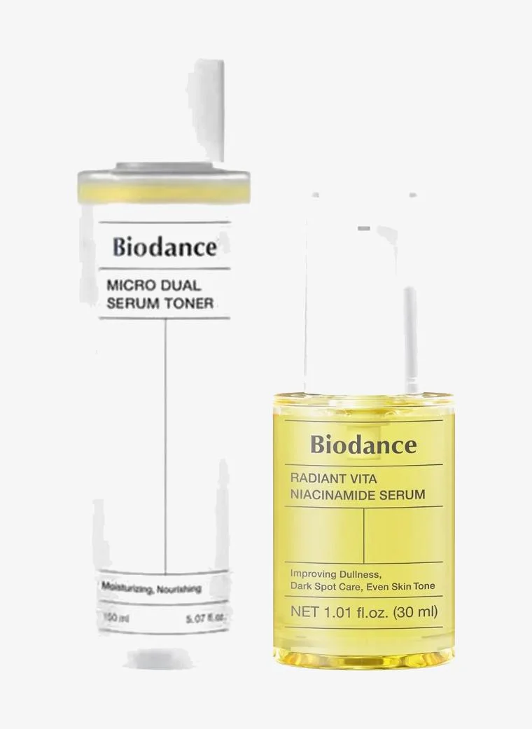 Biodance Radiant & Hydrated Skin Duo: Micro Dual Serum Toner & Vita Niacinamide Serum