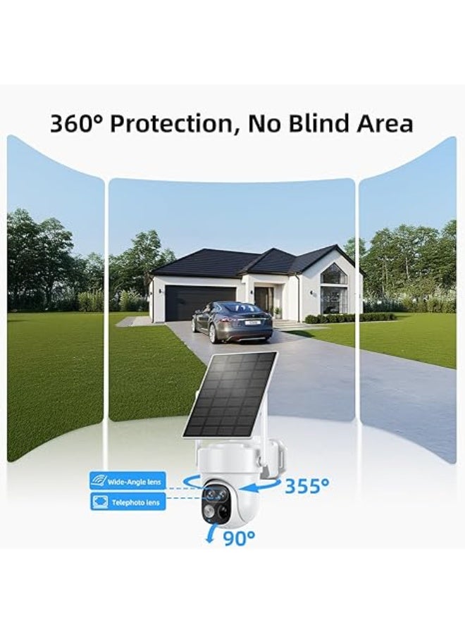 كاميرا مراقبة خارجية لاسلكية بدقة 2K بعدستين مع طاقة شمسية – دوران 360° وتتبع حركة للصوت والصورة - Image 3