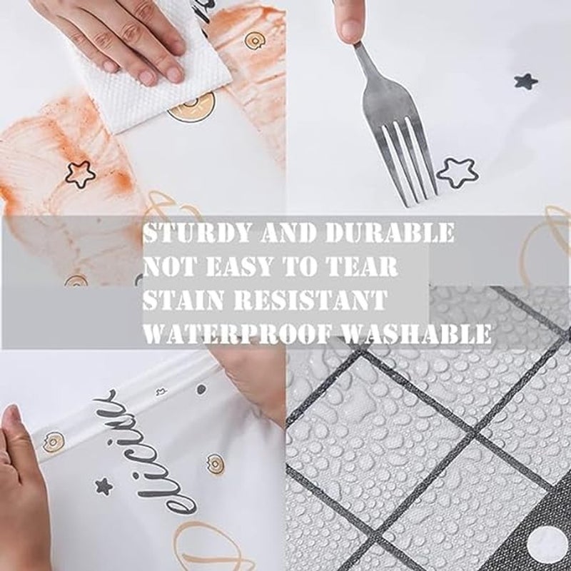 ALKAYAN Wipeable Plaid Tablecloth 137x180cm Rectangle Plastic Checkered Tablecloth Stain Resistant Waterproof Oil Resistant Cotton Fabric Table Cloth for Party Picnic Kitchen Outdoor Pink - Image 3