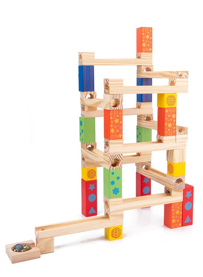 Loquat Marble Run Construction Set for Kids, 52 Pieces Marble Run Game  Toys, Marble Track Building Game, Early Learning Toys for Boys Girls - Image 1