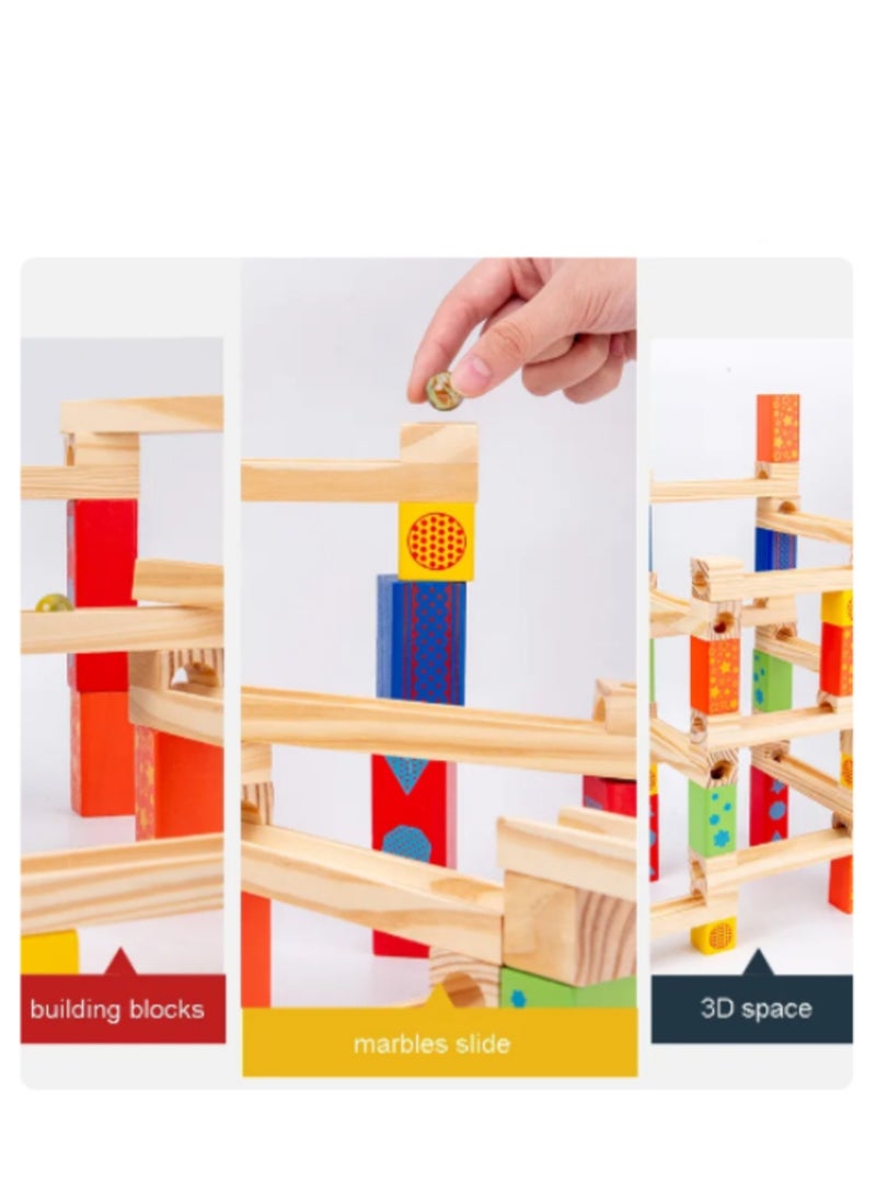 Loquat Marble Run Construction Set for Kids, 52 Pieces Marble Run Game  Toys, Marble Track Building Game, Early Learning Toys for Boys Girls - Image 4