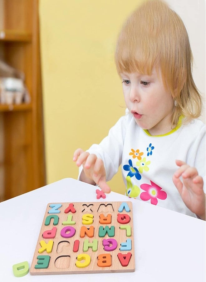 TS WITH TECHSUN Wooden Puzzles for Toddlers for Kids Preschool Learning Toys, Montessori Toddler Puzzles, Alphabet, Number, Shape for Kids 2-4 Years Old (Alphabet Puzzle) - Image 3