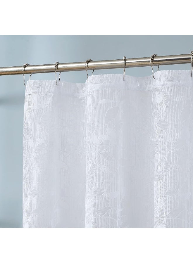 LINENZONE Lace Shower Curtains with Elegant Leaf Design 72 x 72 Size Can Be Used As Both Rustic Shower Curtain or Modern Shower Curtain Bathroom Curtain with Scalloped Bottom Grace 72 x 72 White - Image 4