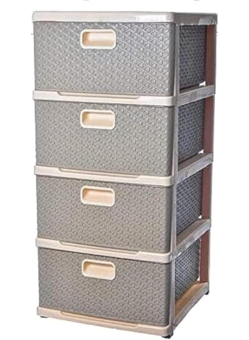 خورشيد بلاست وحدة ادراج مطبخ لميس 4 دور رتان من خورشيد بلاستك لون رمادى 01995