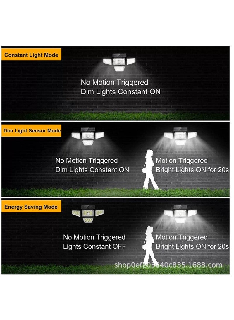 كيلا كشاف طاقة شمسية اضاءه خارجيه لمبه طاقه شمسيه لمبات طاقة شمسيه أضواء خارجية تعمل بالطاقة الشمسية، 288 مصباح LED بأربعة رؤوس مع مستشعر حركة، مصابيح خارجية بزاوية واسعة 270 درجة، مقاومة للماء IP65، مصابيح منطقة الشارع مع 3 أوضاع، أضواء خارجية تعمل بالطاقة الشمسية للفناء والحديقة والجراج - Image 4