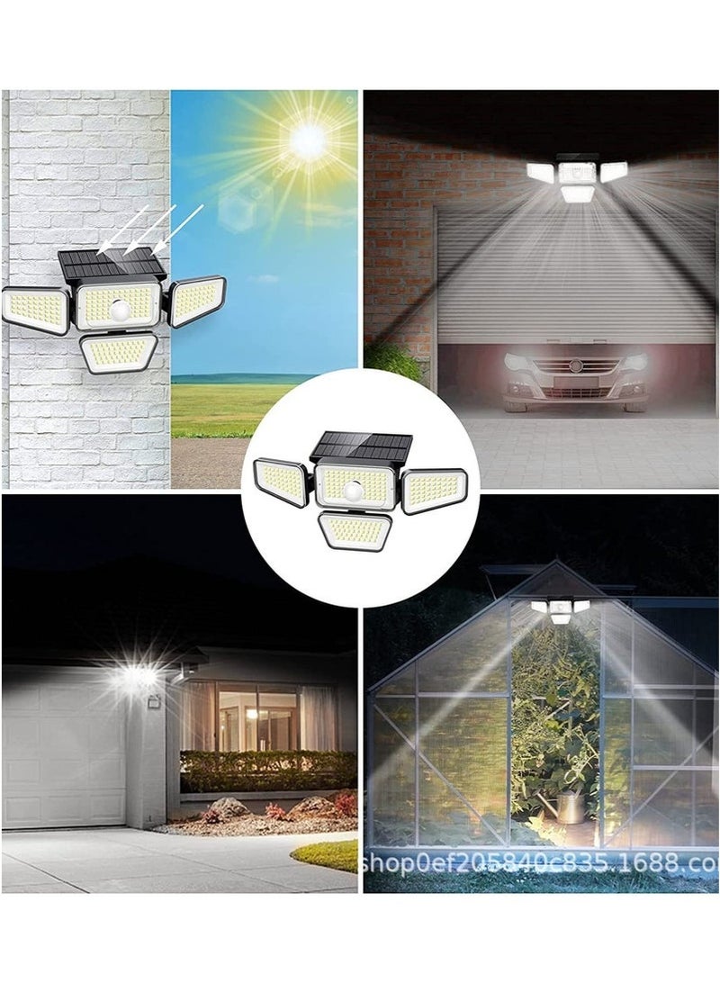 كيلا كشاف طاقة شمسية اضاءه خارجيه لمبه طاقه شمسيه لمبات طاقة شمسيه أضواء خارجية تعمل بالطاقة الشمسية، 288 مصباح LED بأربعة رؤوس مع مستشعر حركة، مصابيح خارجية بزاوية واسعة 270 درجة، مقاومة للماء IP65، مصابيح منطقة الشارع مع 3 أوضاع، أضواء خارجية تعمل بالطاقة الشمسية للفناء والحديقة والجراج - Image 5
