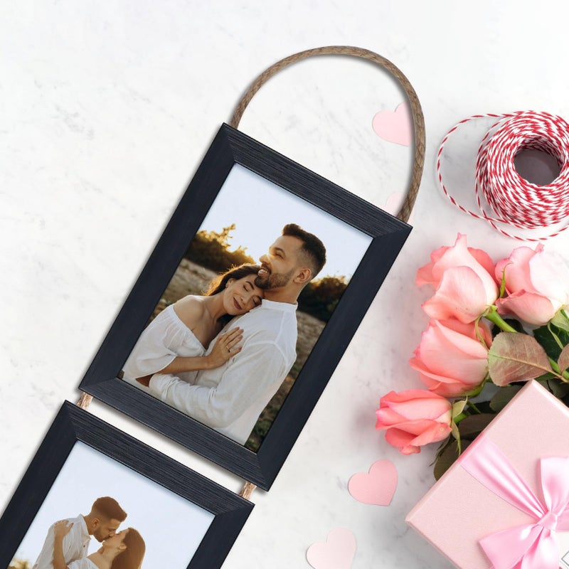 Lavezee 4x6 Collage Triple Picture Frames Set  Black 6 Opening Hanging Vertical Frame Made to Display 4 by 6 Inch Photo Print for Wall Decor - Image 3