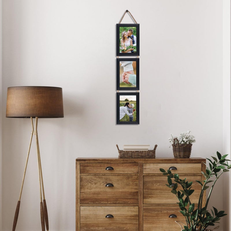 Lavezee 4x6 Collage Triple Picture Frames Set  Black 6 Opening Hanging Vertical Frame Made to Display 4 by 6 Inch Photo Print for Wall Decor - Image 4