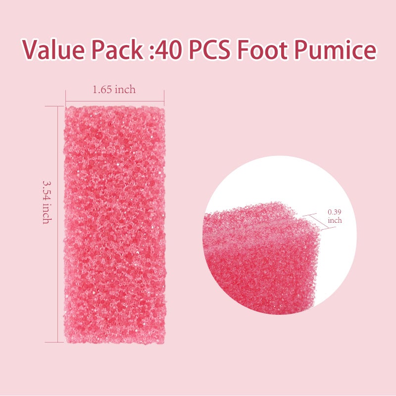 NOVAL Pumice Stone for Feet Scrubber Dead Skin Disposable Foot Pumice Foot Callus Remover Pedicure Tools Pink Pumice Sponge Nail Salon Home Use,40 PCS - Image 2