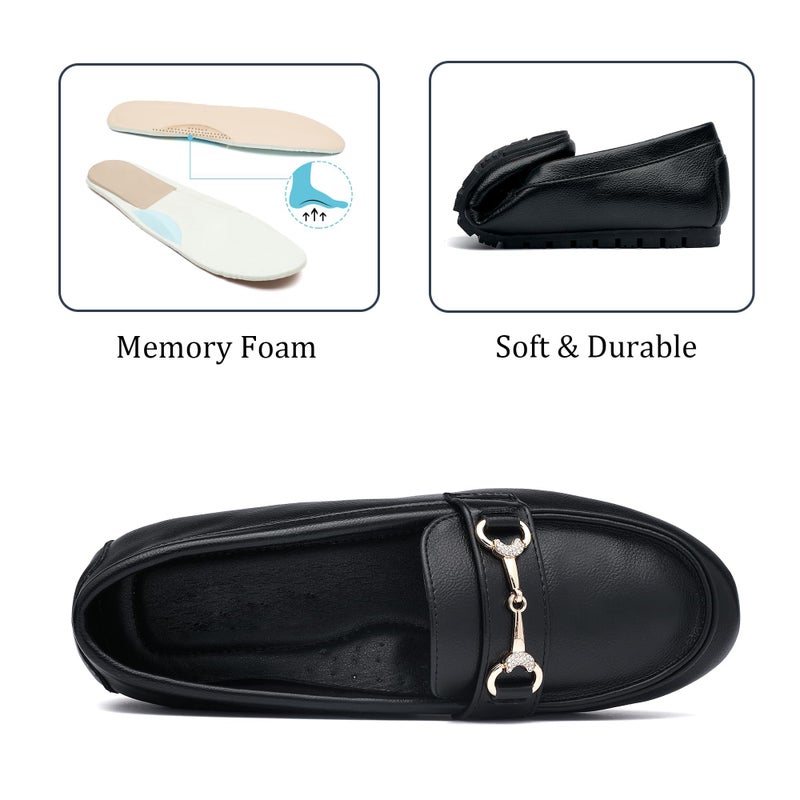 BGSTGUDS Women's Wide Loafers Shoes Cute Dressy Shoes Ladies Comfort Slip Ons Work Shoes, Black, Size 10W - Image 5