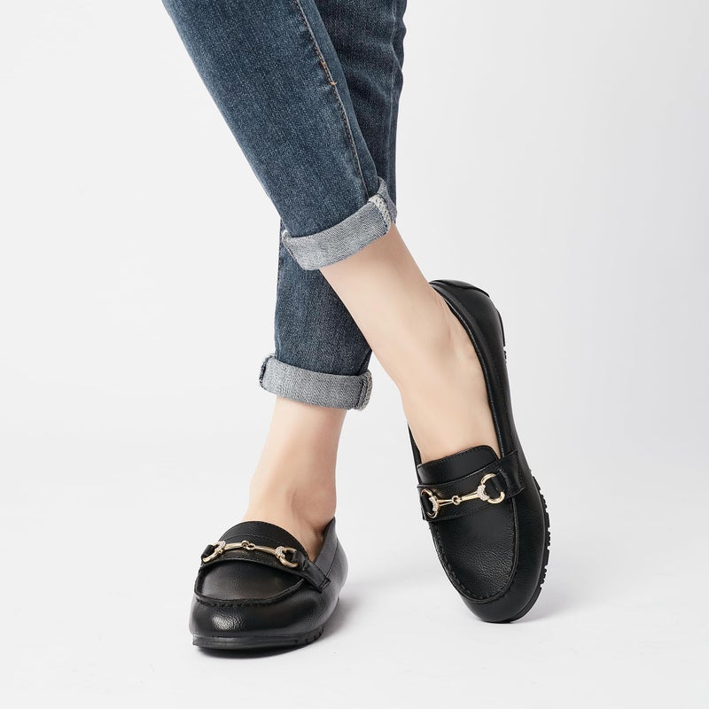 BGSTGUDS Women's Wide Loafers Shoes Cute Dressy Shoes Ladies Comfort Slip Ons Work Shoes, Black, Size 10W - Image 2