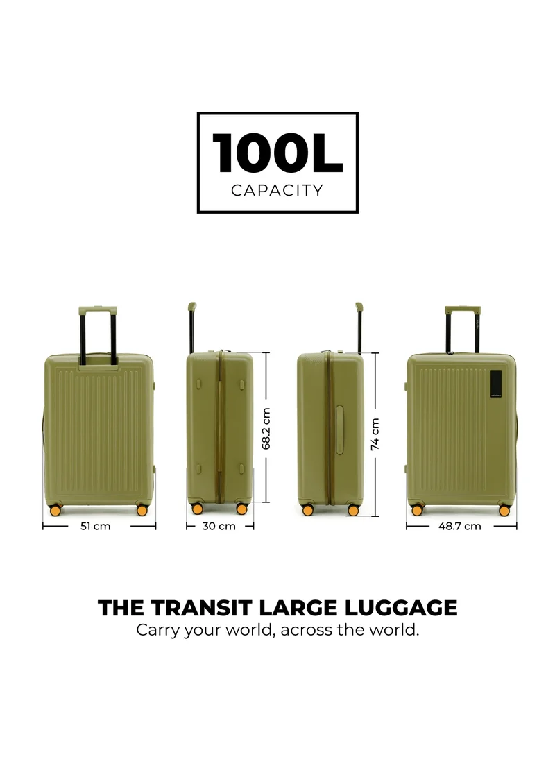 Mokobara The Transit Check-In Large Luggage - Polycarbonate Material | So Matcha, Green