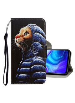 Case Cover For Xiaomi Redmi 9 3D Colored Drawing Horizontal Flip PU Leather Case with Holder & Card Slots & Wallet Down Jacket Cat