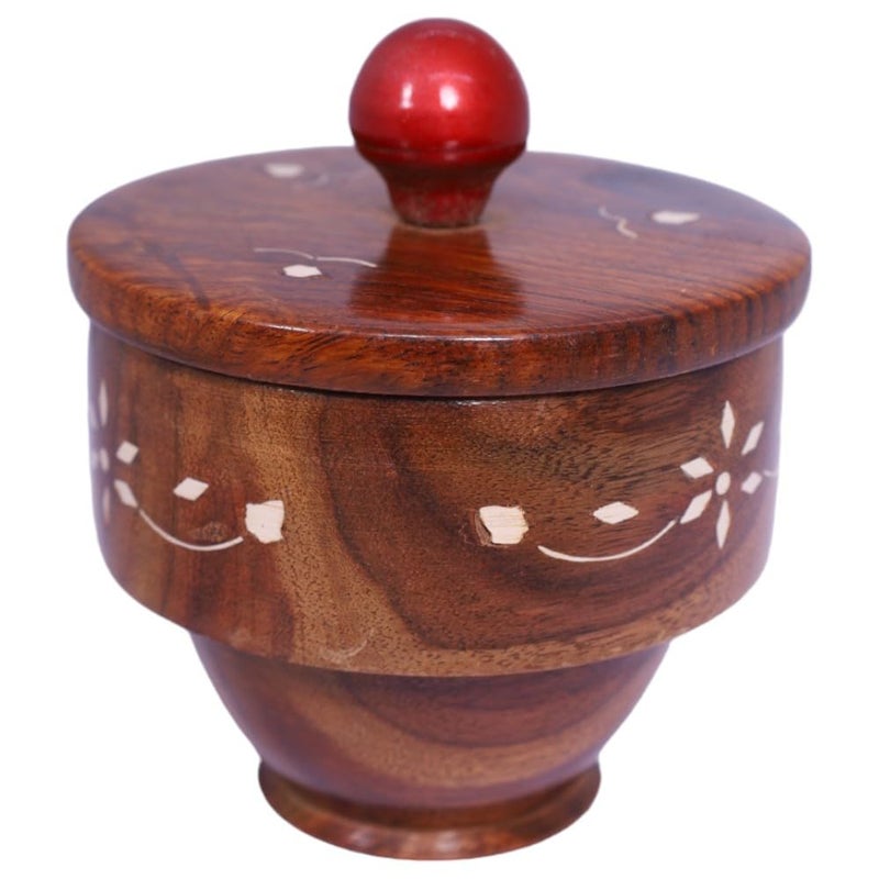 DigiRake Wood Bowl with Lid 4 Inch | Handcrafted Sheesham Wooden Salad Bowl | Serving Bowl | Mixing Bowl for Snacks & Fruits | Kitchen & Home Décor - Image 5